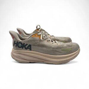 Hoka One One Womens Clifton 9 1127896 VLS Beige Running Shoes Sneakers Sz 8.5B